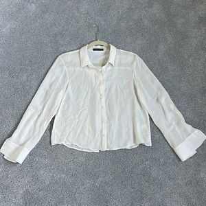 Alice + Olivia silk open back button down blouse